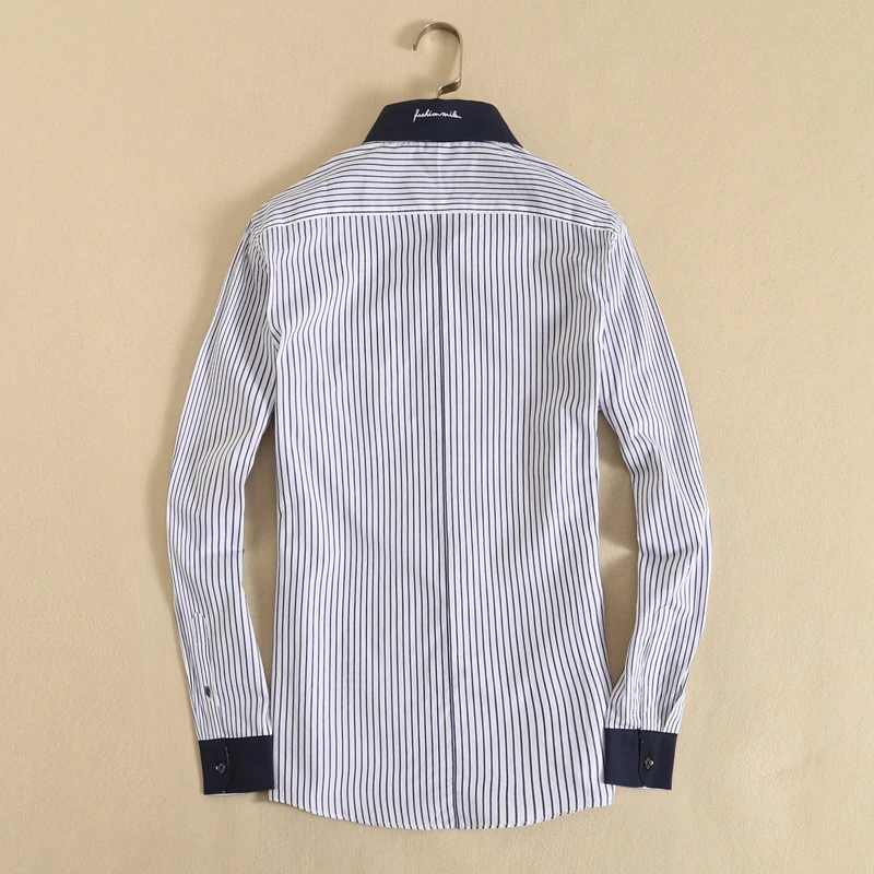 

England Style Mannen Shirt 2018 Men's Long Sleeve Fashionable Striped 100% Cotton Dress Shirt Male Casual Regular-fit Shirts 633