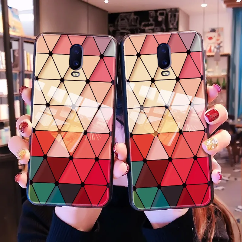 Роскошные Разноцветные модные закаленное Стекло чехол для телефона OPPO R7 R9 R11 R15 R17