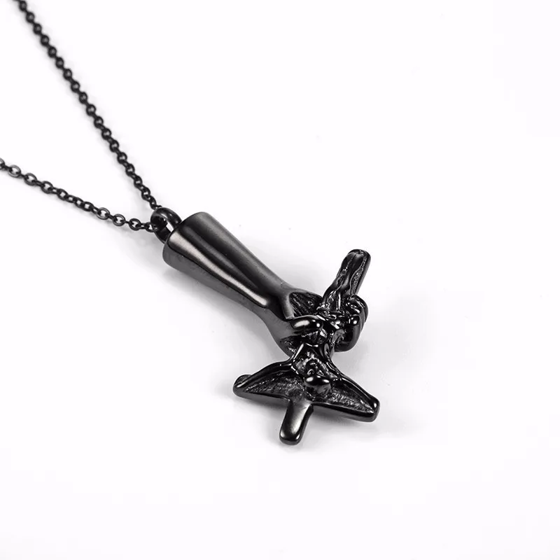 RIR Stainless Steel Hand Hold Cross Jesus Cremation Necklaces Jewelry Religious Christ Men's Ash Pendant Necklace | Украшения и