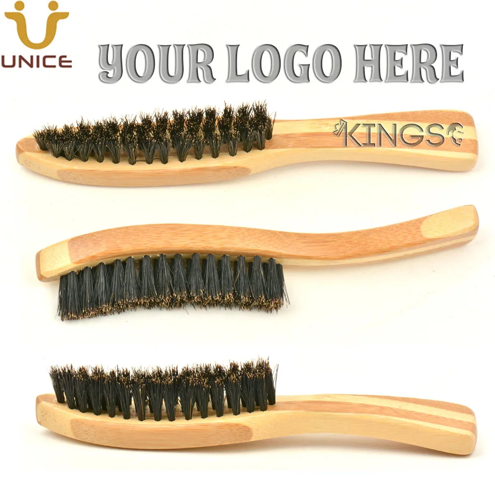 

100pcs/lot Your Private Label LOGO Customized Wood Beard Brush with Boar Bristle Engrave LOGO Portable Men Brush With Handle