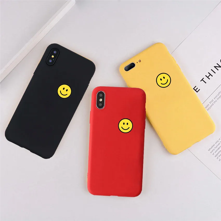 Чехол для телефона со смайликом iPhone X 7 Plus XS 10 силиконовый матовый чехол с