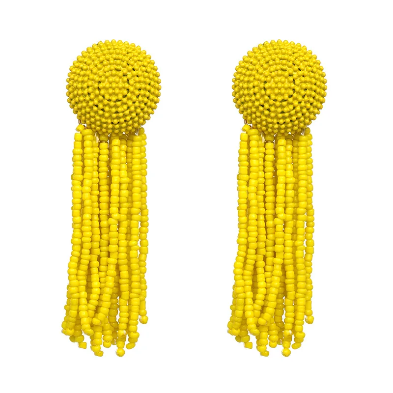 7 цветов эффектные длинные висячие серьги ручной работы из бисера с кисточками