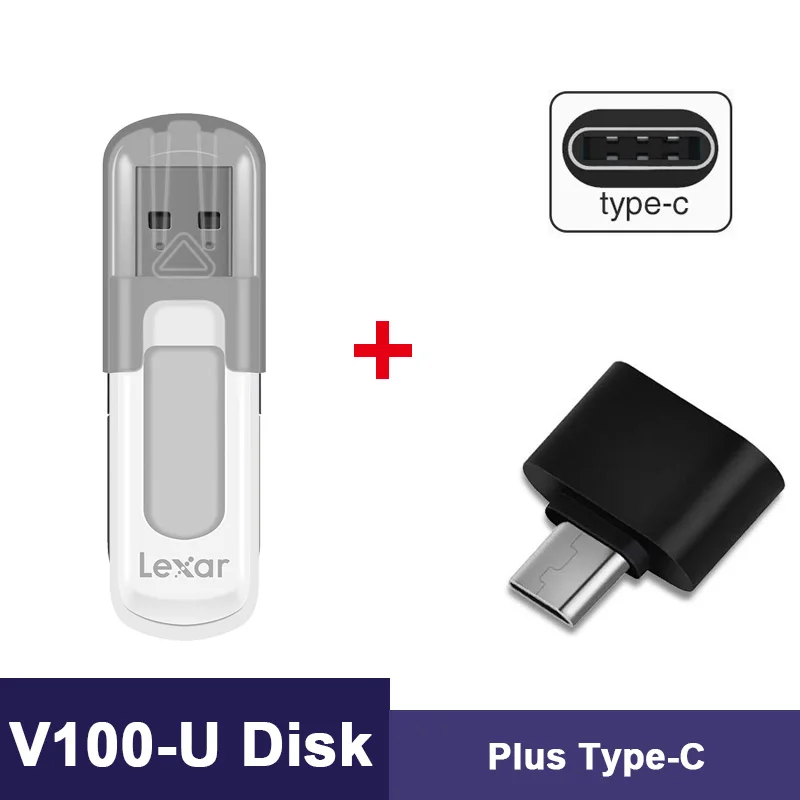 V100-Plus-Type-C Lexar флеш-накопитель USB 3,0 32GB U диск ручка привода cle Memoria Chiavetta USB карта памяти Флешка 3,0 animado - Цвет: V100-Plus-Type-C