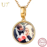 u7 925 sterling silver personalized custom photo pendant necklaces for women choker memorial jewelry valentines day gifts sc262