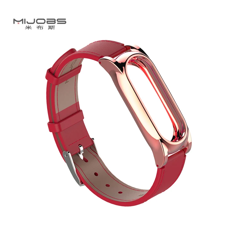 Оригинальный кожаный ремешок Mijobs для Xiaomi Mi Band 2 на запястье смарт браслет Miband