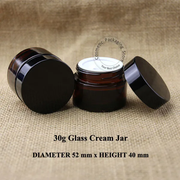 Пустая стеклянная баночка для крема лица янтарного цвета 20 шт./лот 30 г 1 унция