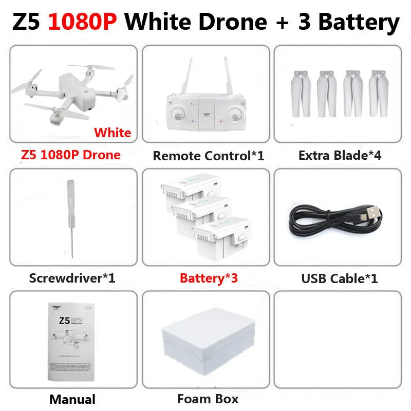 SJRC Z5 Профессиональный складной Дрон с камерой 1080 P HD gps 5G Wifi FPV оптический поток Радиоуправляемый квадрокоптер Вертолет игрушки SG106 E58 - Цвет: White 1080P 3B Foam