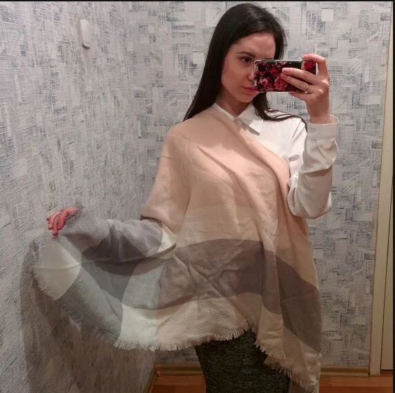 Прямая доставка 2017 г. зимний шарф Для женщин плед кашемир Треугольники Теплый Wrap