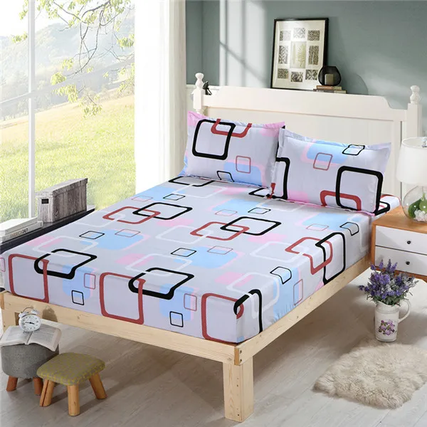D with 2 Pillowcases 3 шт. простыня с наволочкой, покрывало на кровать с резинкой, двойной размер, четыре сезона, наматрасник, colchas para cama - Цвет: D with 2 Pillowcases