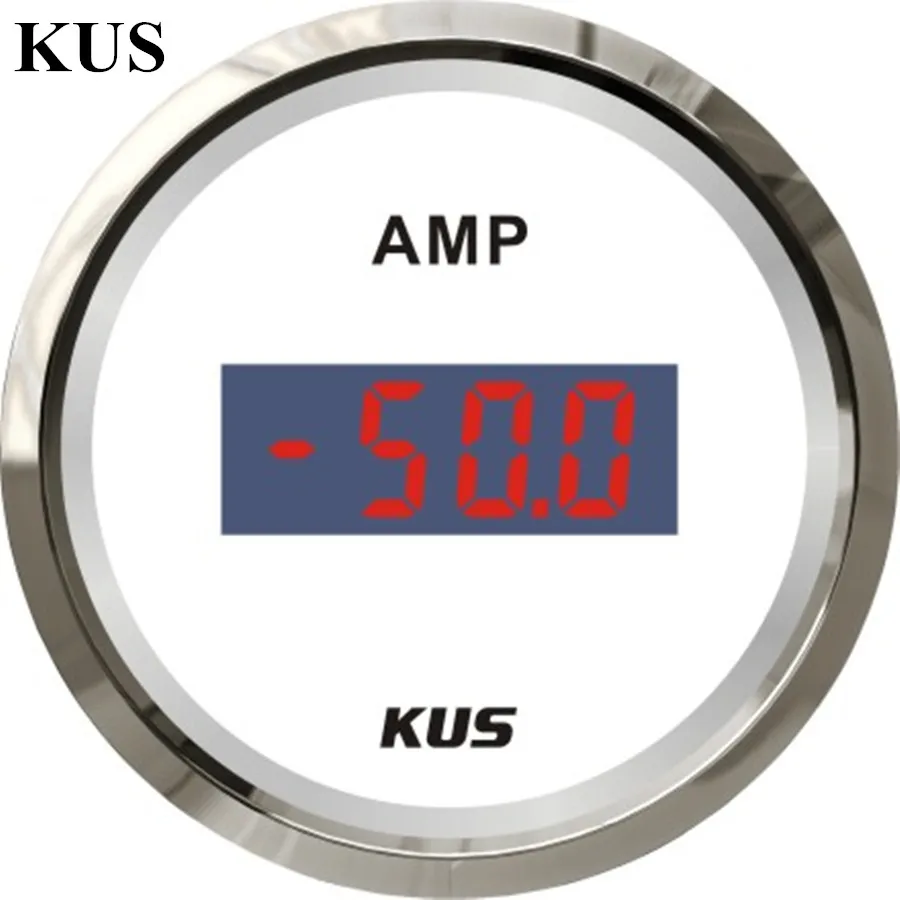 KUS 52 мм амперметр/Цифровой Амперметр +/ 50A с ампером/датчиком тока белый циферблат