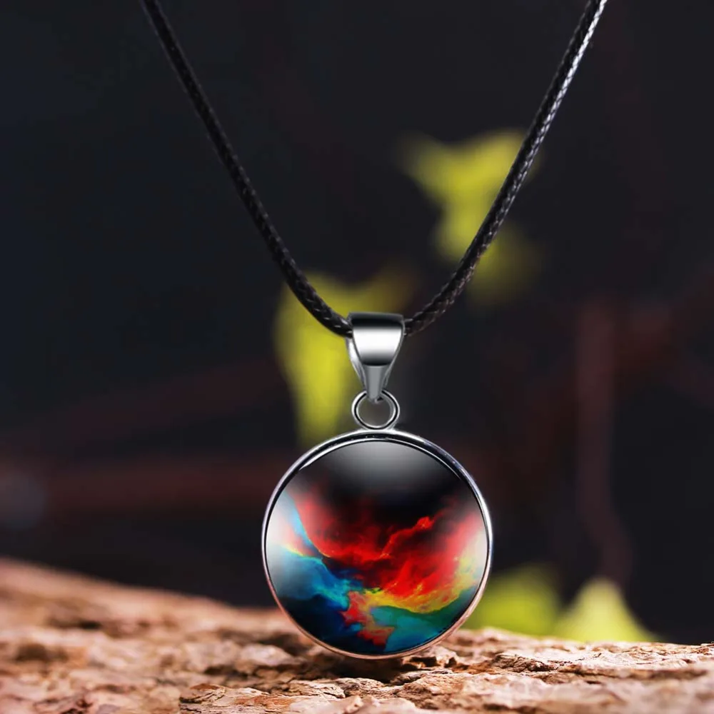 New Fashion 6 Style Galaxy Glass Pendant Outer Space Necklace Universe Jewelry Black Leather Rope Handmade Choker Gift | Украшения и