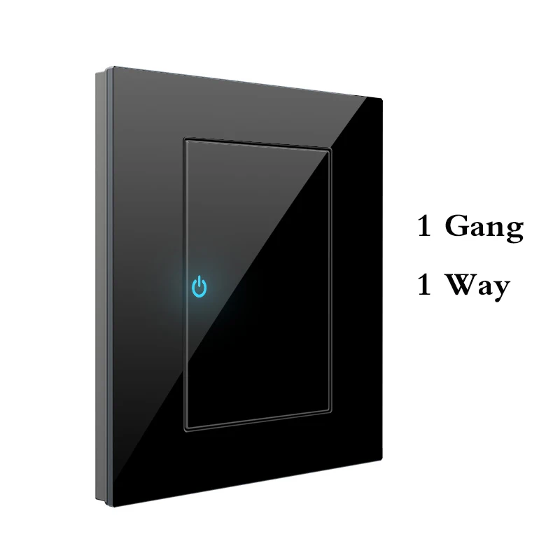 1 Gang 1 Way 1 2 3 4 банда 1 2 способа бытовой выключатель тип розетки 86 настенная розетка со светодиодной закаленным стеклом зеркало сброс выключатели 86*90 мм - Color: 1 Gang 1 Way