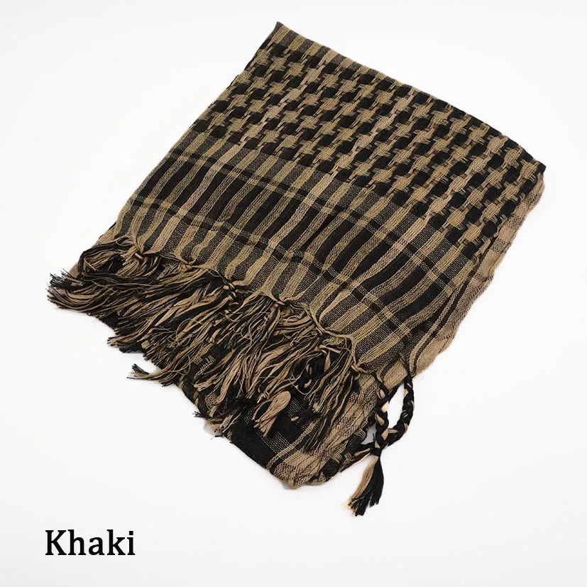 khaki Качественный шарф в арабском стиле Kaffiyeh хлопок Удобный спортивный шарф песочный шарф Cs Go аксессуары для улицы 110 см* 110 см - Цвет: khaki