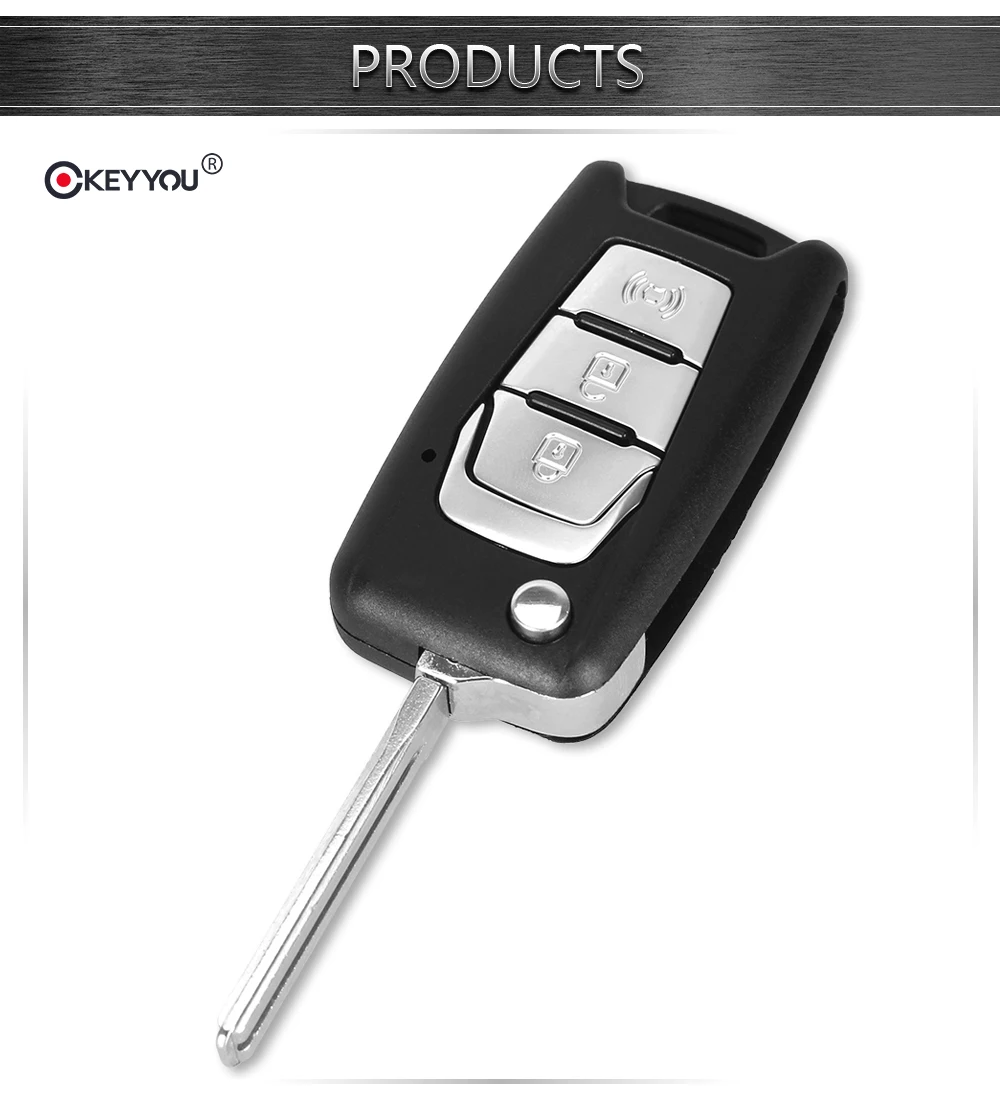 KEYYOU Новое поступление откидной Складной Дистанционный Чехол для автомобильного ключа брелок 3 кнопки для SsangYong Korando Actyon C200 без выреза