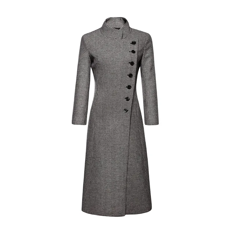 Осенне-зимняя женская верхняя одежда 2018 новый пестрый женский шерстяной пальто однобортное средней длины тонкое крупный размер женщины cw390.