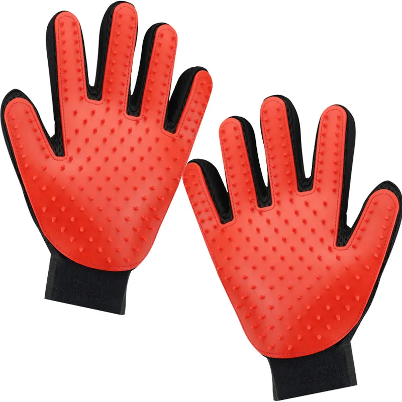Red A pair Pet перчатки "Кошка" для кошек Уход за лошадьми волоса животных remonal расческа силиконовая рукавица для Аксессуары для кошек массаж кошка собака Уход за лошадьми поставки - Цвет: Red A pair