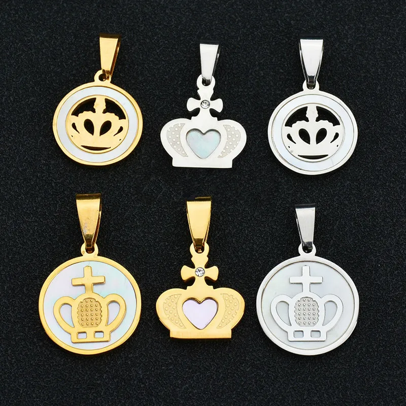 Eleple Ladies Shell Necklaces Exquisite Stainless Steel Crown Small Pendant Collarbone Necklace Jewelry dropshipping S-N237 | Украшения и