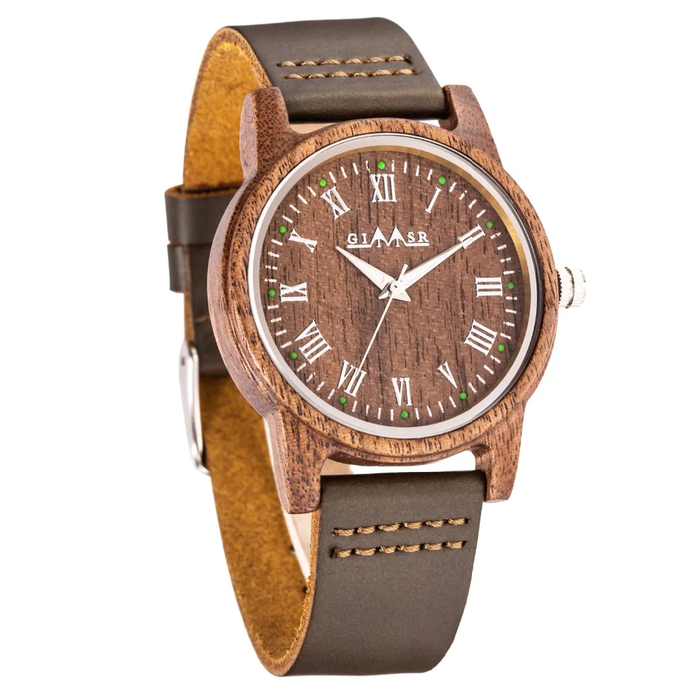 Часы для влюбленных женские Деревянные повседневные кожаные подарки на день