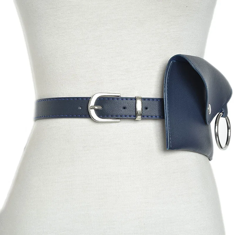 Fashion New Pack Ladies Women's Waist Bag Square Belt Buckle Leather Chest Envelope Phone Pouch Bag Waist Pack Bg-595