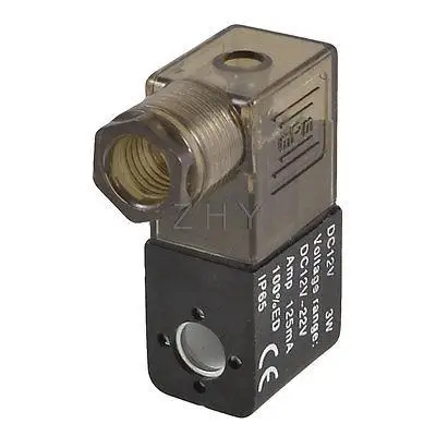 Черный пластиковый корпус DC 12V 3W пневматический контроль соленоидного клапана