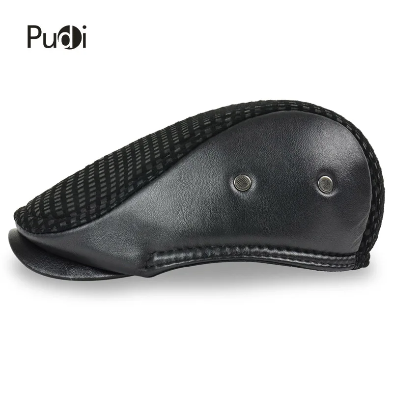 HL041-P genuine leather baseball cap hat  men's winter warm brand 2020 new sheep leather newsboy beret belt caps hats