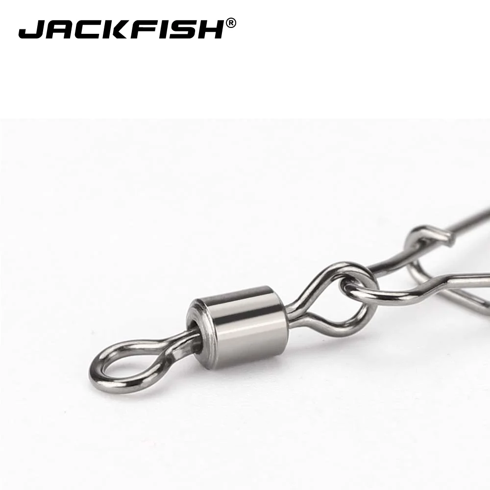 JACKFISH 100 шт./лот мощность 45LB рыболовный Соединитель с застежкой "булавка" подшипник роликовый поворотный из нержавеющей стали с защелкой снасть для приманки на рыболовецкий крючок