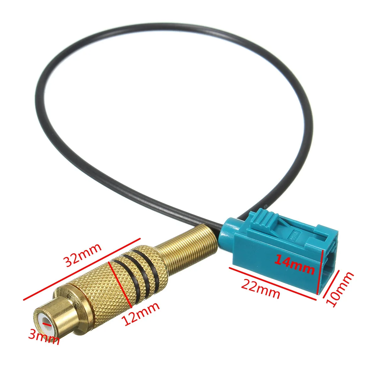 Автомобильный адаптер с антенной и радио 12 В соединительный кабель Fakra к RCA