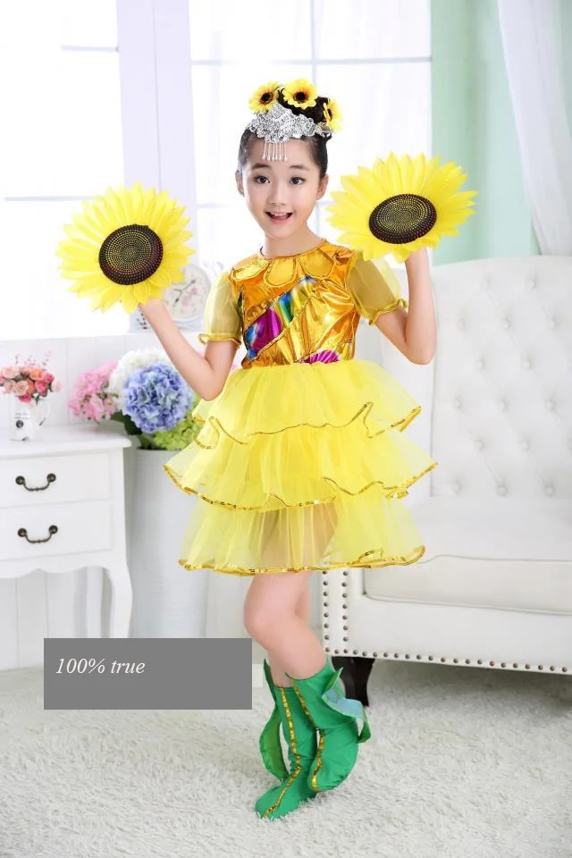 Одежда для маленьких девочек платье в виде подсолнуха детская одежда детское