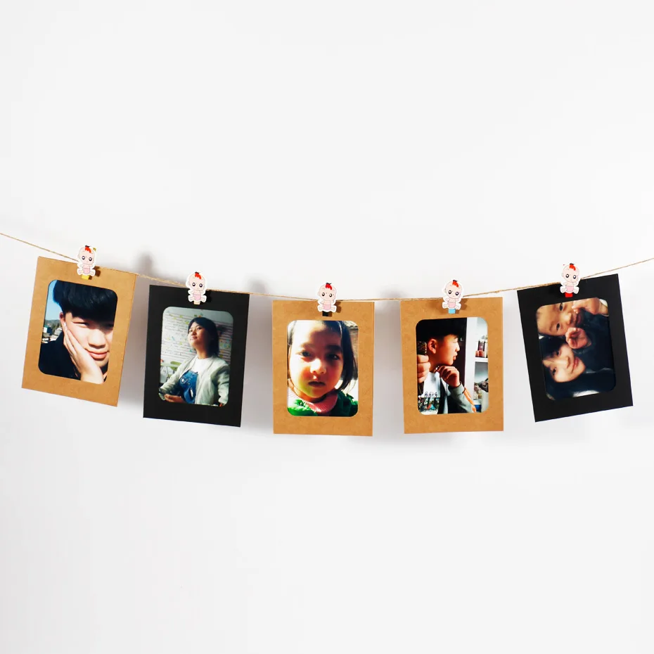 20 шт. мини твердой древесины клип домашнего интерьера меню с веревкой фото