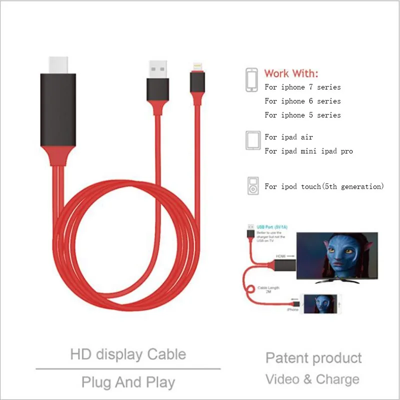 Mira экран ТВ-палка HDMI ТВ кабель USB экран зеркальное отображение для Apple iPhone X 8 8 plus 7 7Plus 6 6s HD ТВ-адаптер для ISO ТВ SL7-3-1