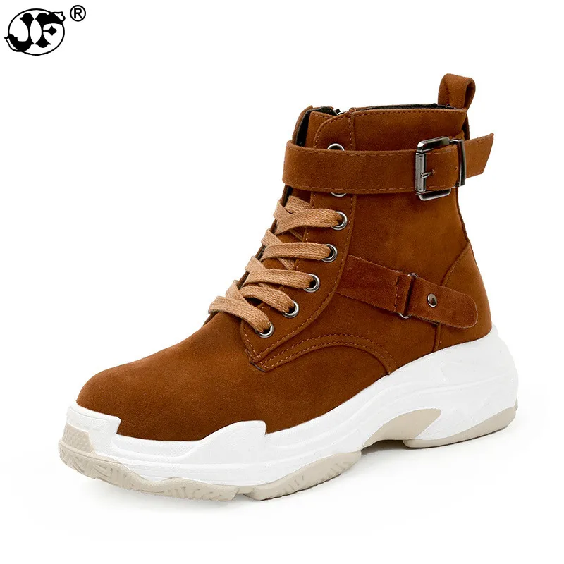 

Woman Shoes Brand Hot 2019 High Quality Women flat Heel Shoes Increasing 5cm Fashion High-top Casual shoes hjn89
