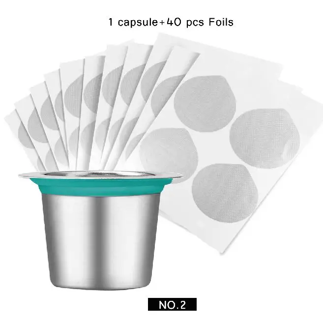 capsule with sticker Многоразовые кофейные капсулы Nespresso из нержавеющей стали, два типа, многоразовые кофейные капсулы с одноразовыми наклейками, фольга, Кофеварка - Цвет: capsule with sticker