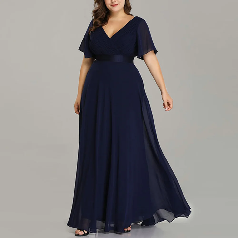 Женское платье большого размера вечернее с v-образным вырезом летнее Vestidos