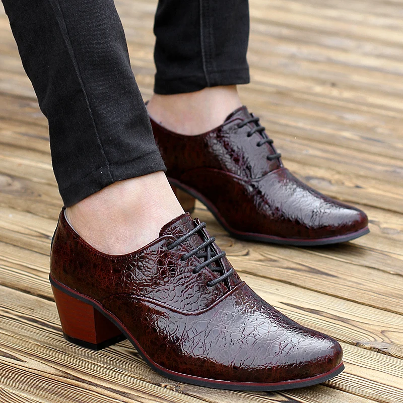 2019 Роскошные Мужские модельные свадебные туфли из крокодиловой кожи на высоком
