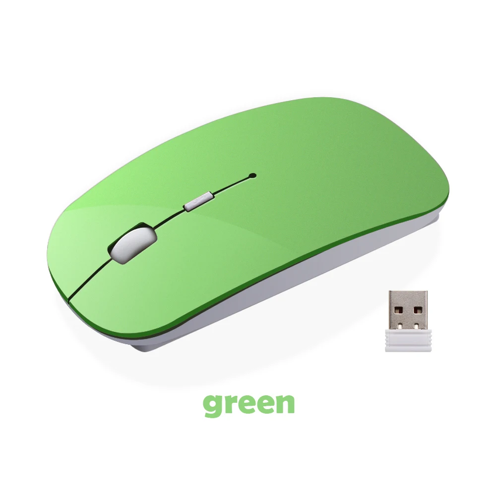Green 2,4G беспроводная мышь ультра тонкий USB оптическая мышь Тихая Кнопка для ПК ноутбука MacBook Air Pro - Цвет: Green
