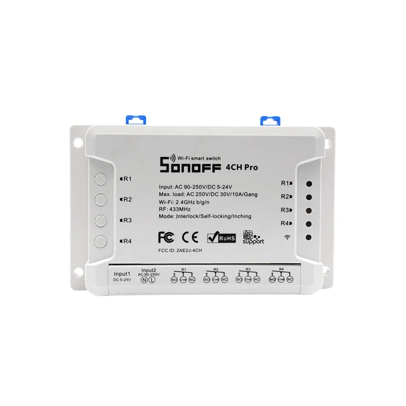 Интеллектуальный выключатель света SONOFF 4CH Pro R2 10A 2200 Вт 433 МГц RF