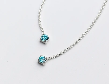 Lake blue Простые серьги из чистого серебра 925 пробы с нитью из циркония A1304 - Окраска металла: Lake blue