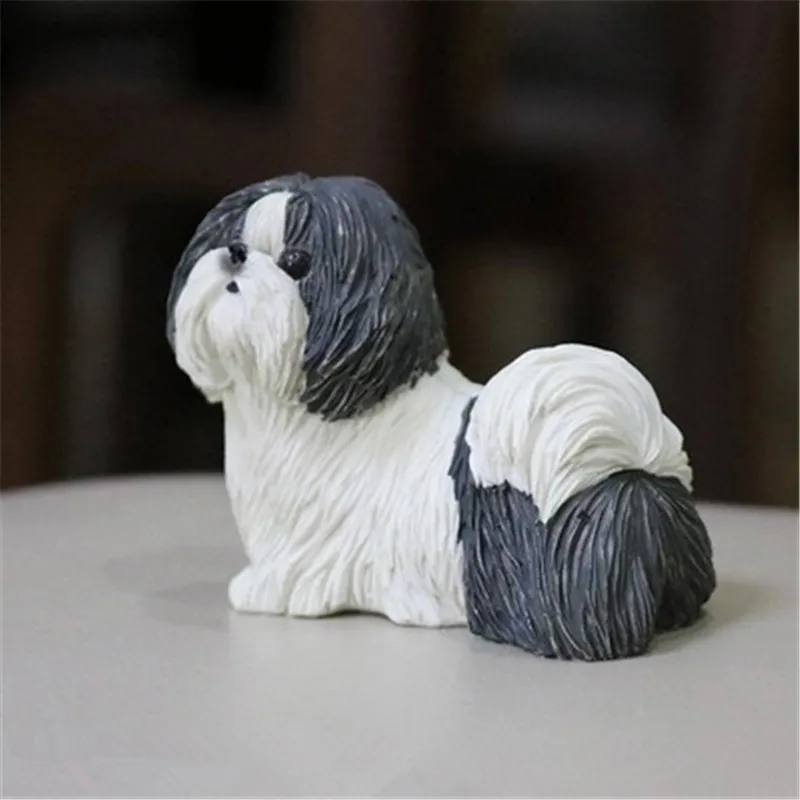 Имитация животного Милая статуя щенка Shih Tzu Изысканная собака креативный