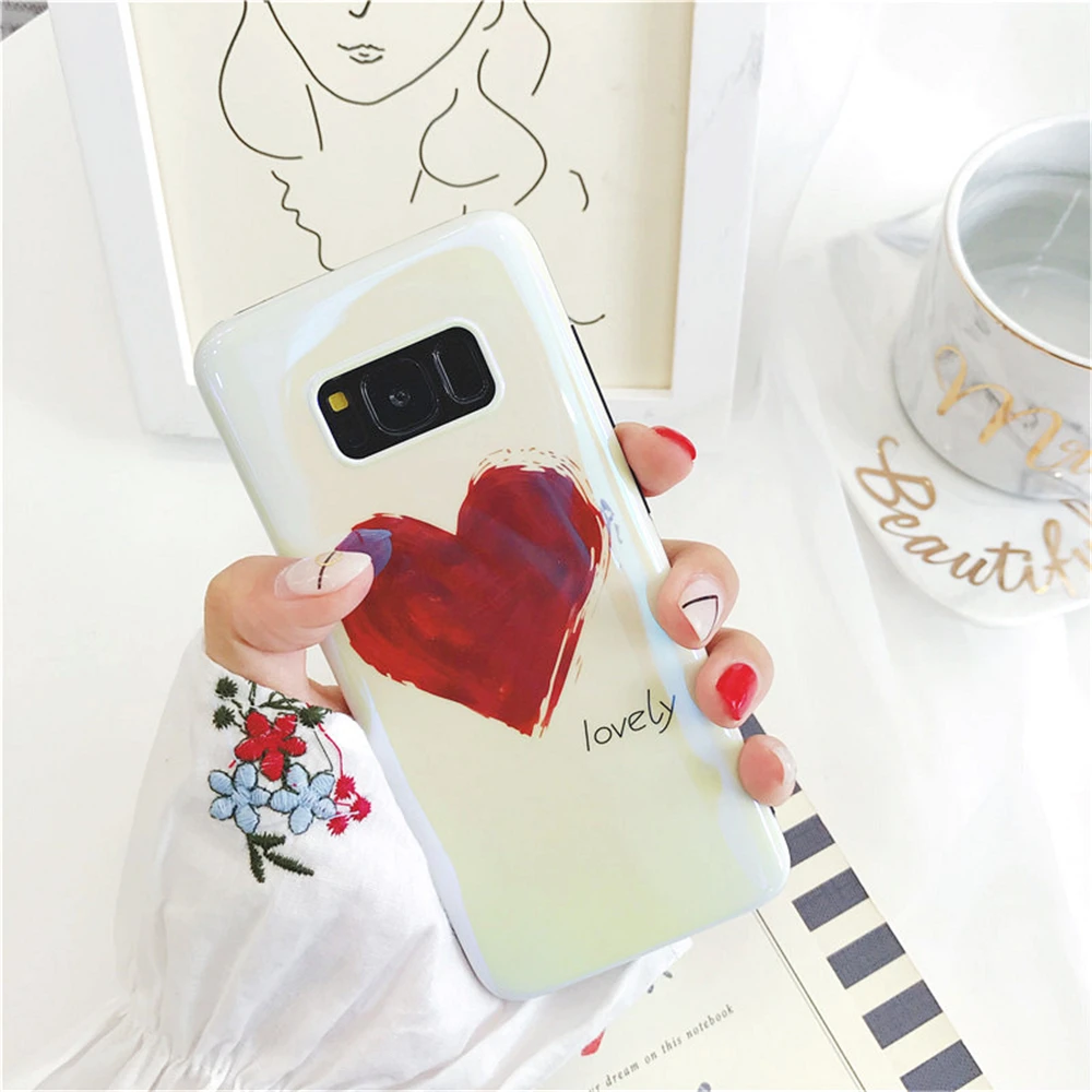 Lovely Cartoon Couples Love Case For Samsung Galaxy S8 S9 Plus Blue light Soft Phone Cover Note 8 S7 Edge Cases |