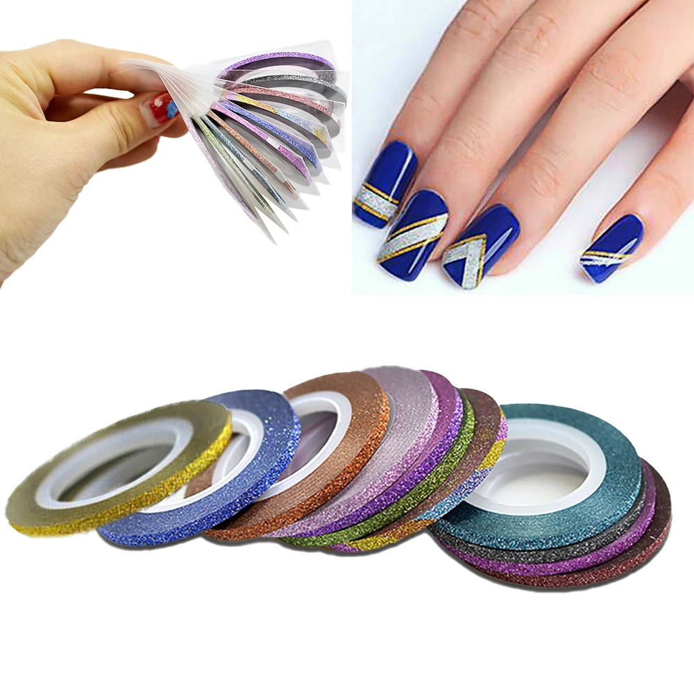 12 цветов/набор 3 мм цветная лазерная лента с блестками в рулонах для украшения