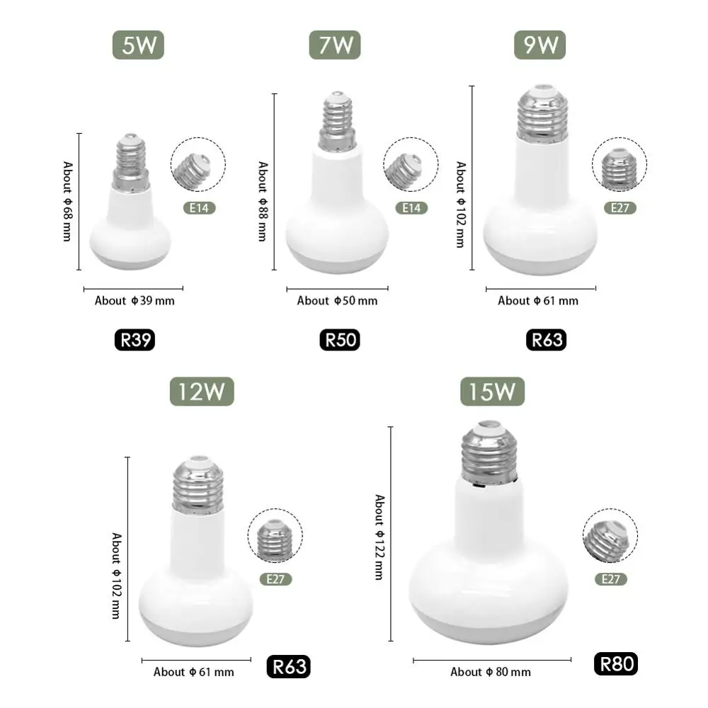 R39 R50 R63 R80 диммируемая E27 E14 Светодиодная лампа Bombillas лампа cfl ампула 220В 220В Точечный светильник Лампада экономия энергии 3 Вт 5 Вт 9 Вт