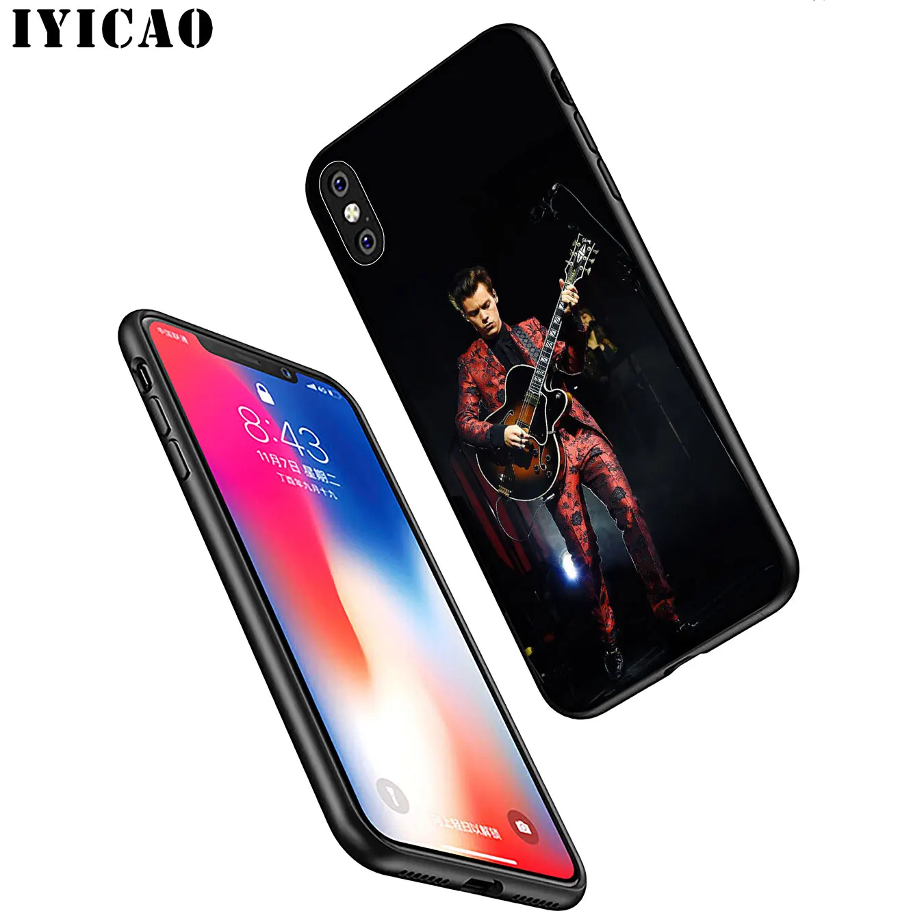 IYICAO One Direction Tattoos Harry Styles Soft Silicone Phone Case for iPhone XR X XS 11 Pro Max 6 6S 7 8 Plus 5 5S SE Cover |