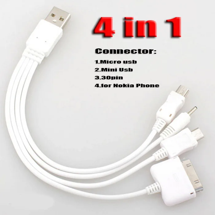 Новинка 2016 Универсальный 4 в 1 USB зарядное устройство для телефона Мульти Кабель