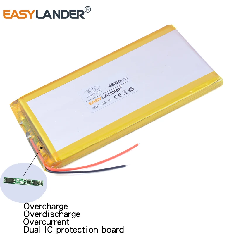 6560110 3,7 В 4500 мАч аккумулятор Li-Polymer Li-ion для GPS, iPod, PSP, планшетного ПК, мобильных телефонов, резервного аккумулятора для питания и DVD-on.