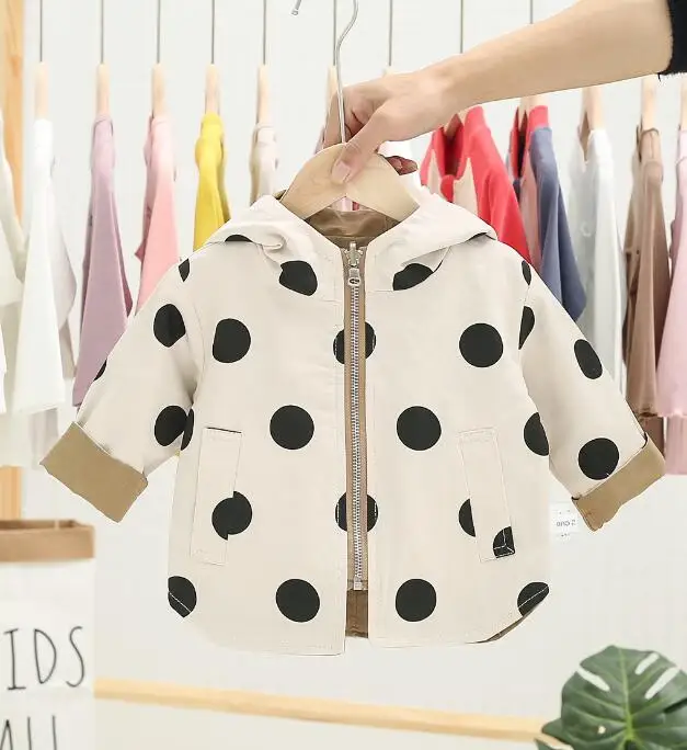 Spring and Autumn Baby Infant Casual Jacket Men Women Thin Two-Piece Zipper Cardigan Dotted Hooded Long Sleeve Top | Детская одежда и