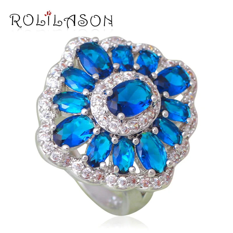 Ювелирные изделия для женщин изящные кольца стильные серебристые с голубым