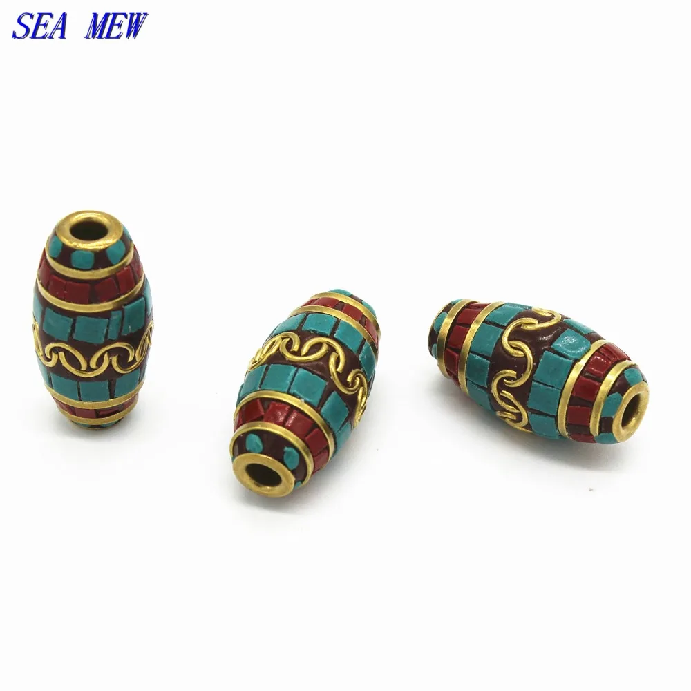 SEA MEW 2 шт. 14 мм * 24 непальские металлические латунные коралловые бусины россыпью с