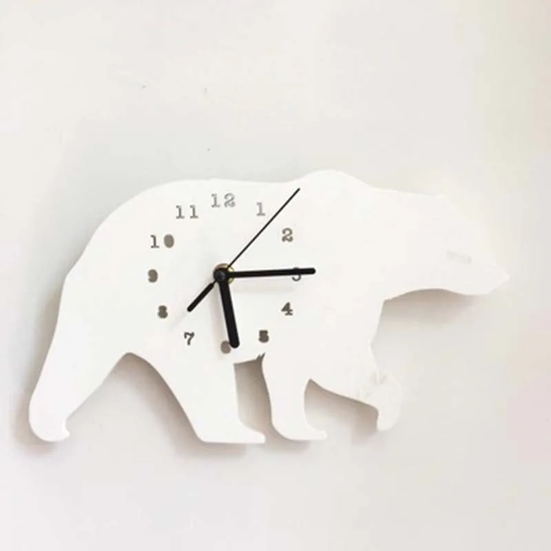 Детские настенные часы Polar Bear монохромные украшения для детской комнаты подарок