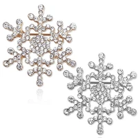 luxury full rhinestone snowflake brooch christmas gifts crystal gold snowflake brooches for women men wedding jewelry