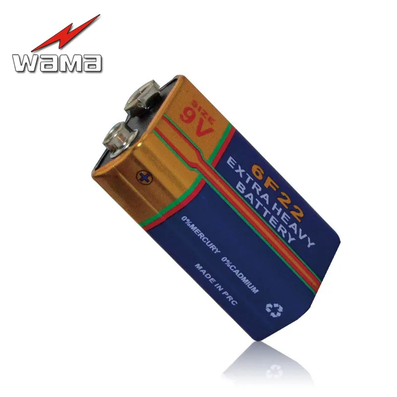20 шт./кор. Wama 6F22 Новый Батарея 9V галетную ламинированные Углеродные батареи для